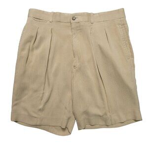 Reyn Spooner Shorts 100% Silk Mens Size 34x20" Khaki Beige Casual Breathable